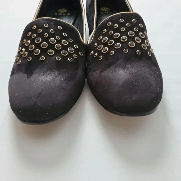 ISOLA Women’s Risa Black Suede Leather Slip-On Loafer Pump Size 8 1/2 - Picture 10 of 15